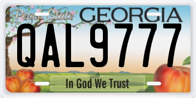GA license plate QAL9777