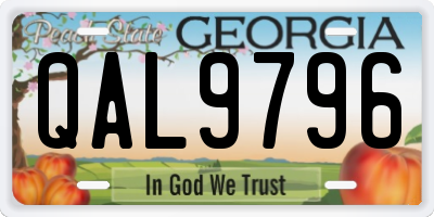 GA license plate QAL9796