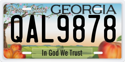 GA license plate QAL9878