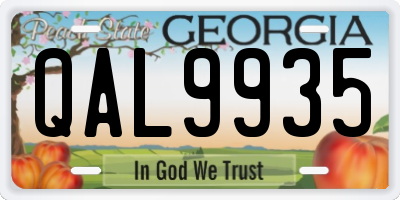 GA license plate QAL9935