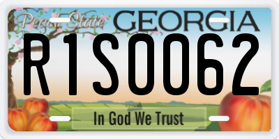 GA license plate R1S0062