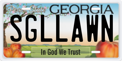 GA license plate SGLLAWN