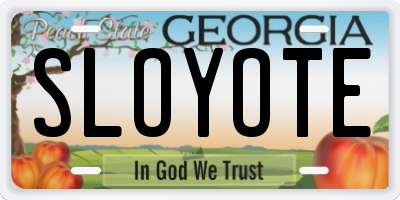GA license plate SLOYOTE