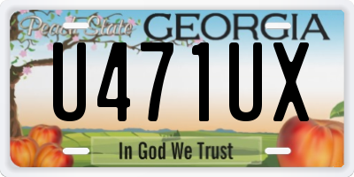 GA license plate U471UX