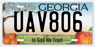 GA license plate UAV806
