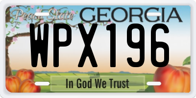 GA license plate WPX196