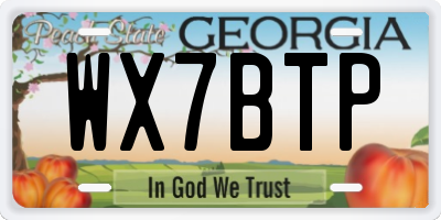 GA license plate WX7BTP