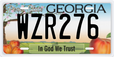 GA license plate WZR276