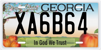 GA license plate XA6B64