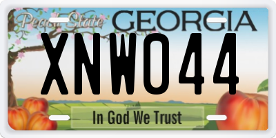 GA license plate XNW044