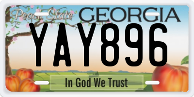 GA license plate YAY896