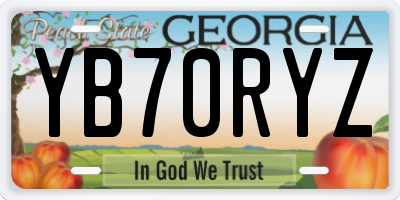 GA license plate YB70RYZ