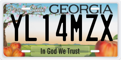 GA license plate YL14MZX