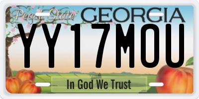 GA license plate YY17MOU
