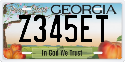 GA license plate Z345ET