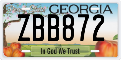 GA license plate ZBB872