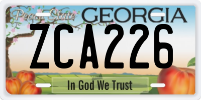 GA license plate ZCA226