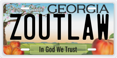 GA license plate ZOUTLAW