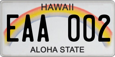 HI license plate EAA002