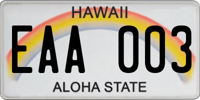 HI license plate EAA003