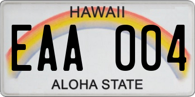 HI license plate EAA004