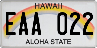 HI license plate EAA022