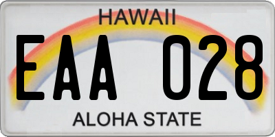 HI license plate EAA028