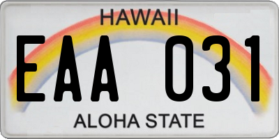 HI license plate EAA031