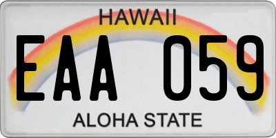 HI license plate EAA059