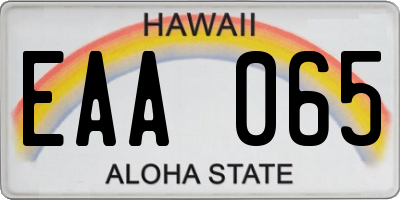 HI license plate EAA065