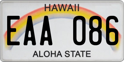 HI license plate EAA086