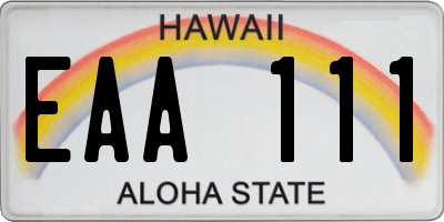 HI license plate EAA111