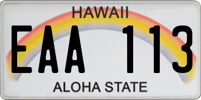 HI license plate EAA113