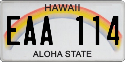 HI license plate EAA114