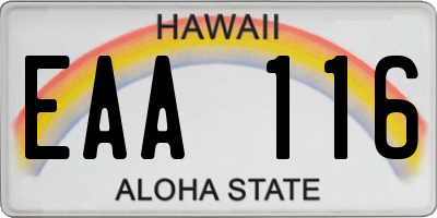 HI license plate EAA116