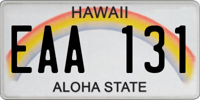 HI license plate EAA131
