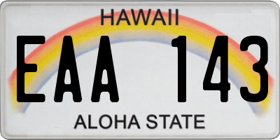 HI license plate EAA143