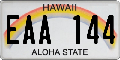 HI license plate EAA144
