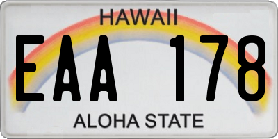 HI license plate EAA178