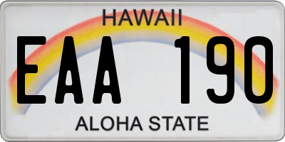 HI license plate EAA190
