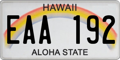 HI license plate EAA192