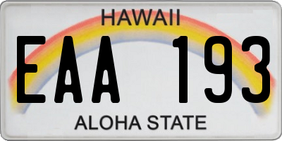 HI license plate EAA193