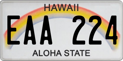 HI license plate EAA224