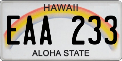 HI license plate EAA233