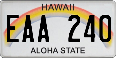 HI license plate EAA240