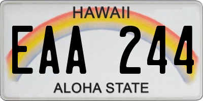 HI license plate EAA244