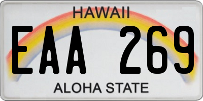 HI license plate EAA269