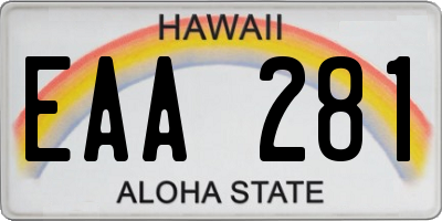 HI license plate EAA281