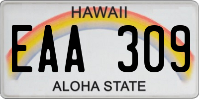 HI license plate EAA309