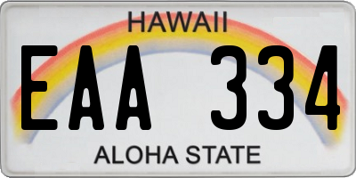 HI license plate EAA334